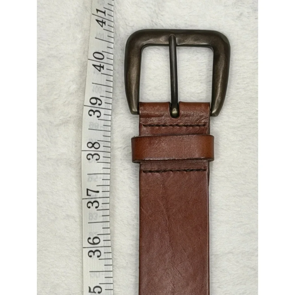 Leather Flower Stitched Brown Belt Women's  Medium Boho Whimsy Fits 34